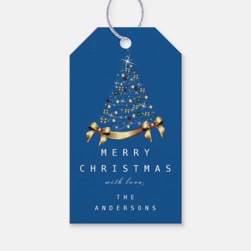 Merry To Name Holiday Christmas Tree Gift Navy Gift Tags