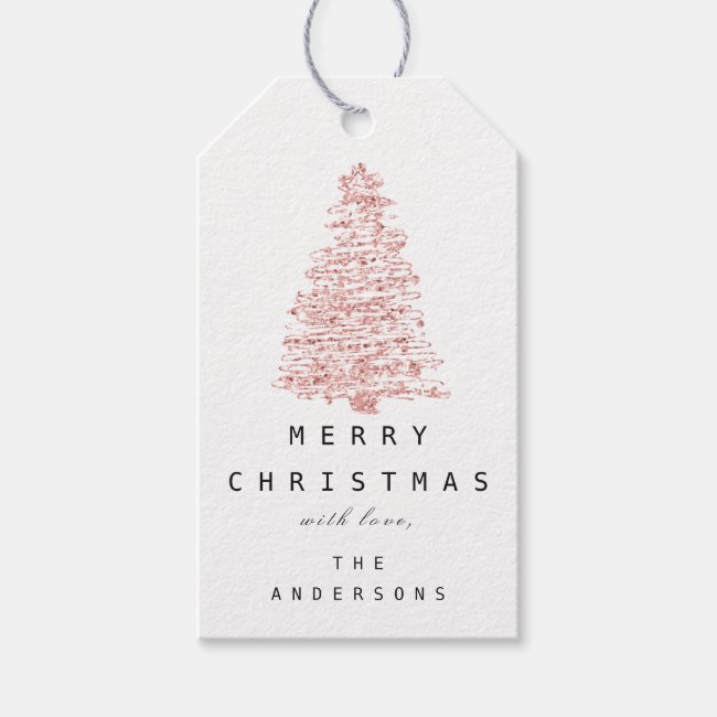 Merry To Name Holiday Christmas Tree Rose Blush Gift Tags