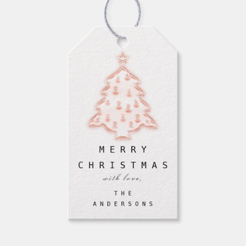 Merry To Name Holiday Christmas Tree Rose White Gift Tags