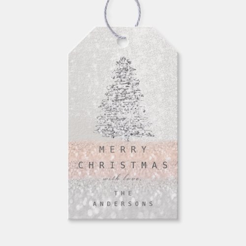 Merry To Name Holiday Christmas Tree Spark Snow Gift Tags