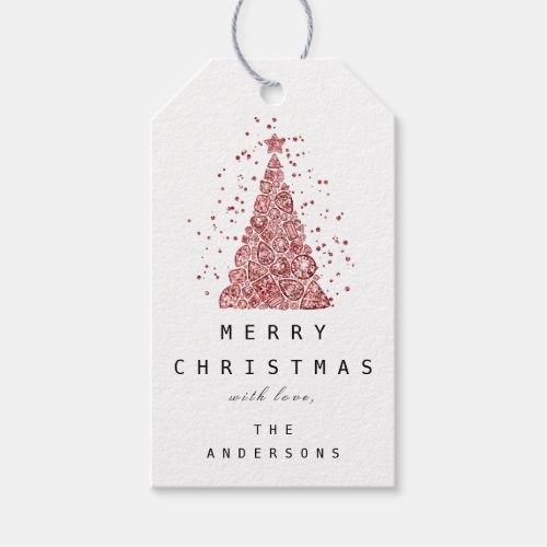 Merry To Name Holiday Red Diamond Christmas Tree Gift Tags