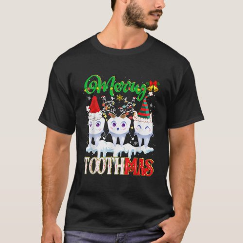 Merry Toothmas Christmas Santa Reindeer Elf Teeth  T_Shirt