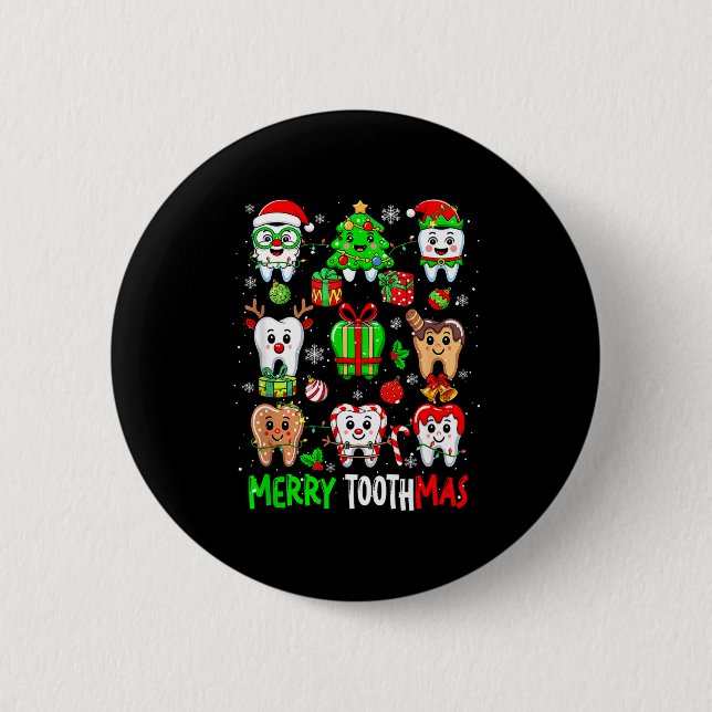Merry Toothmas Teeth Collection Santa Reindeer Xma Button (Front)
