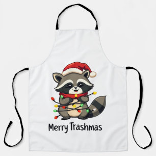 Merry Trashmas Funny Raccoon Christmas Holiday  Apron