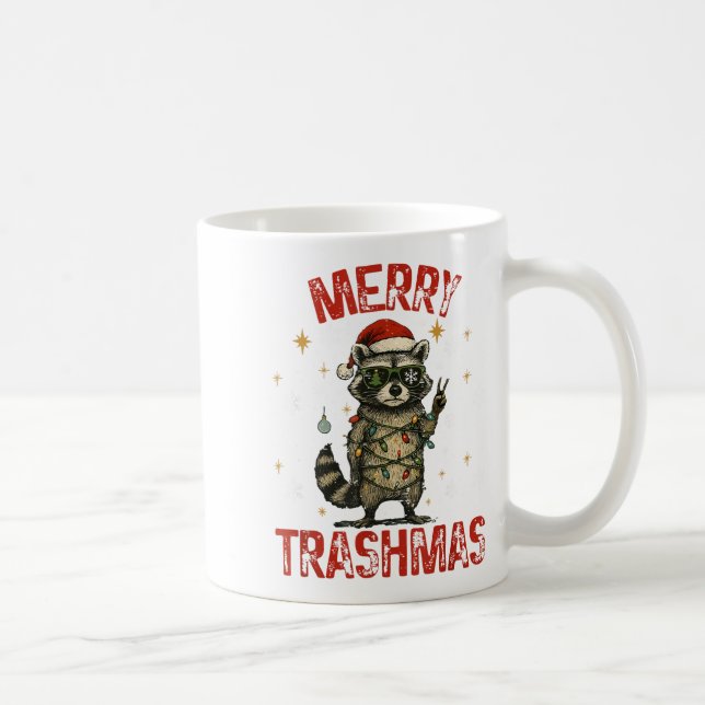 Merry Trashmas Raccoon Christmas Lights Funny Xmas Coffee Mug (Right)