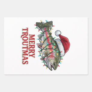 Merry Troutmas Trout Fish Fisherman Christmas Wrapping Paper Sheets