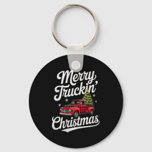 Merry Truckin' Christmas Buffalo Plaid Clic Ck Up  Keychain