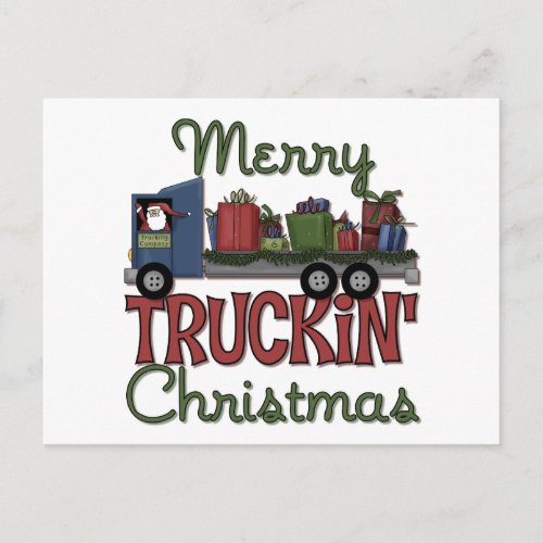 Merry Truckin Christmas Holiday Postcard