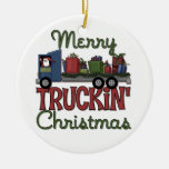 Merry Truckin Christmas Ornament at Zazzle