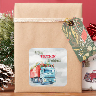 Merry Truckin' Christmas Square Sticker