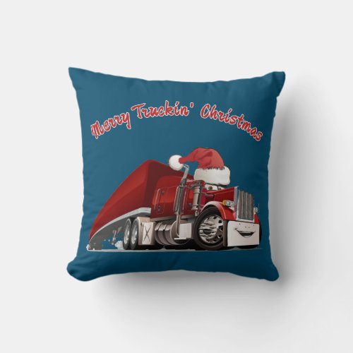Merry Truckin Christmas  Throw Pillow