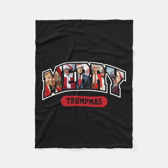 Merry Trumpmas Christmas Trump Pajamas  Fleece Blanket (Front)