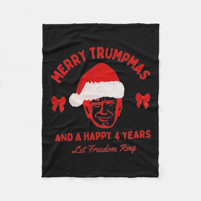 Merry Trumpmas Santa Trump Christmas Pajamas Funny Fleece Blanket (Front)