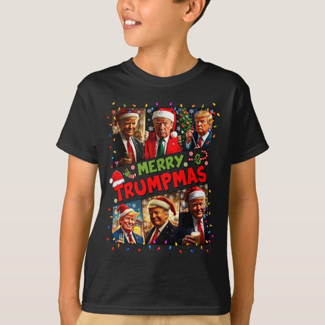 Merry Trumpmas Santa Trump Christmas Pajamas Funny T-Shirt (Front)