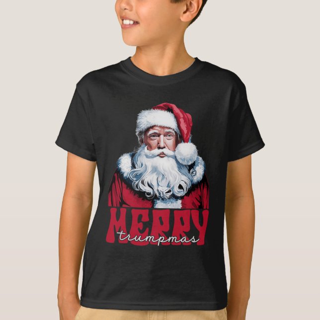 Merry Trumpmas Santa Trump Christmas Pajamas Funny T-Shirt (Front)