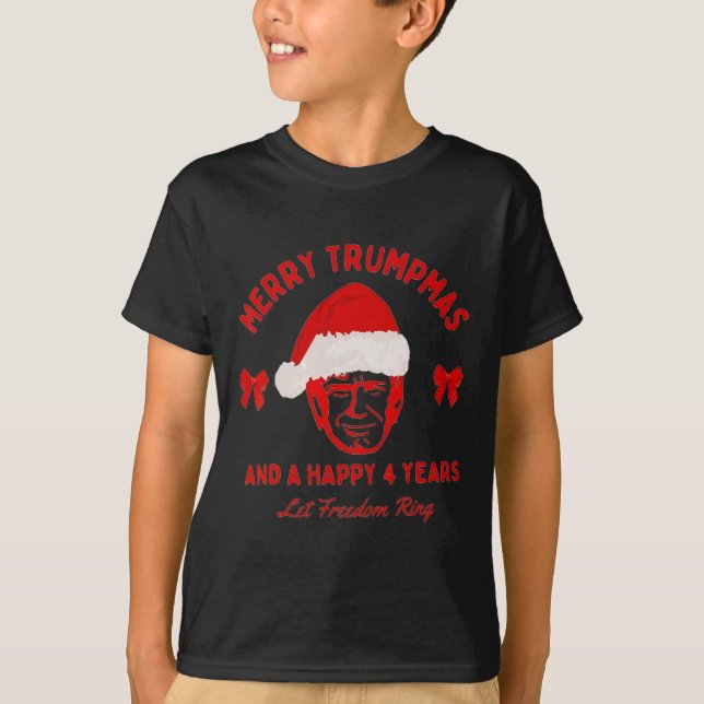 Merry Trumpmas Santa Trump Christmas Pajamas Funny T-Shirt (Front)