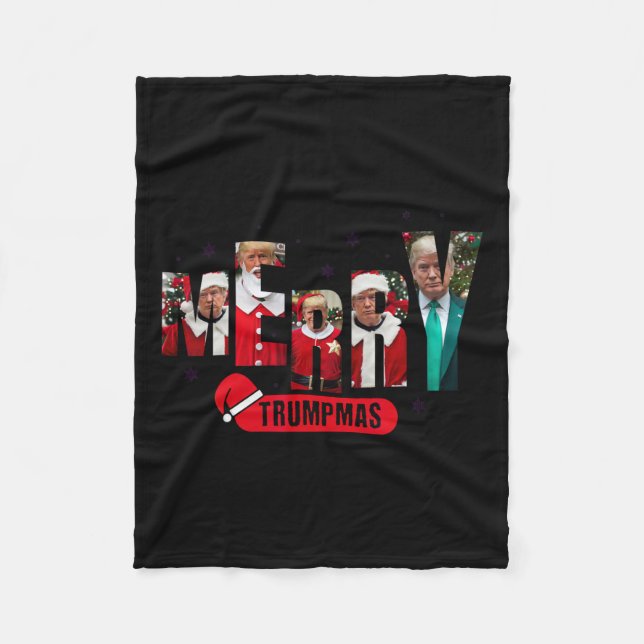 Merry Trumpmas Santa Trump Christmas Pajamas Humor Fleece Blanket (Front)