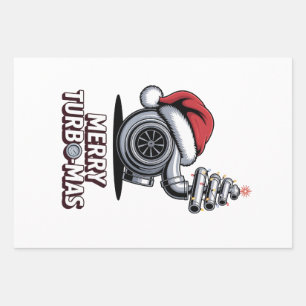 Merry Turbomas Turbo Mechanic Santa Christmas  Wrapping Paper Sheets