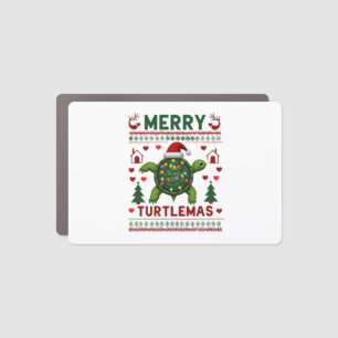 Merry Turtlemas Christmas Lights Cute Turtle Santa Car Magnet