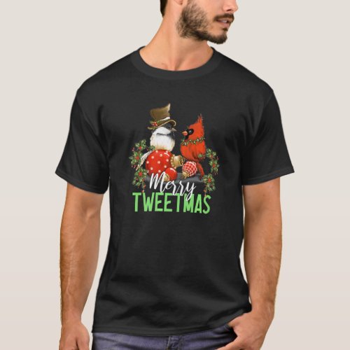 Merry Tweetmas Christmas Bird   Red Cardinal Chick T_Shirt