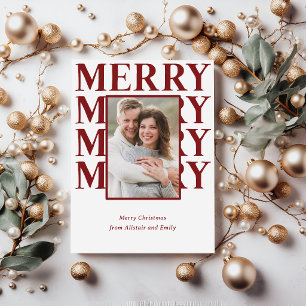 Merry Typography in Ruby Red Photo Holiday Card
