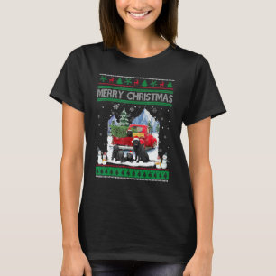 Merry Ugly Christmas Black Lab Hat Santa Red Truck T-Shirt