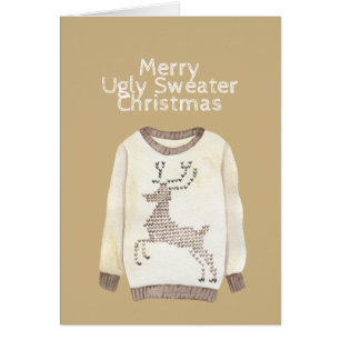 Merry Ugly Sweater Christmas - Stitched Reindeer Cards
