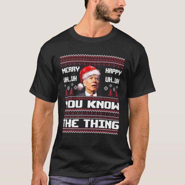Merry Uh Uh You Know The Thing Ugly Sweater Santa (Front)