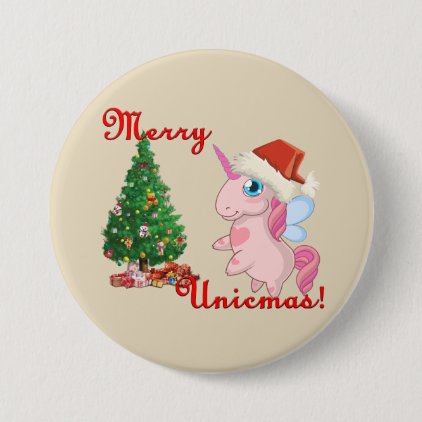 Merry Unicmas (Merry Christmas via Unicorn way) Button