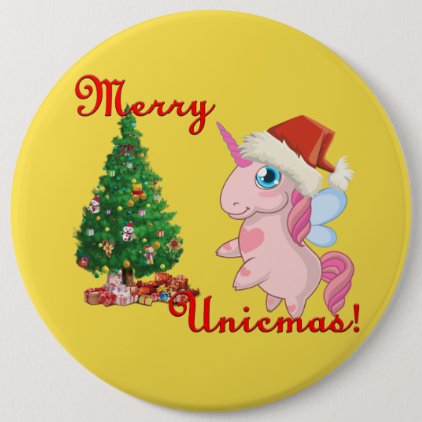 Merry Unicmas (Merry Christmas via Unicorn way) Button