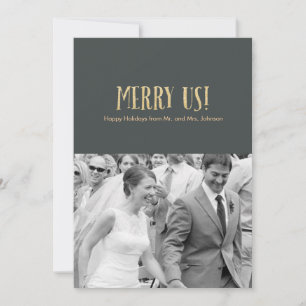 Merry Us! Holiday Photo Card-Glitter & Cement Card