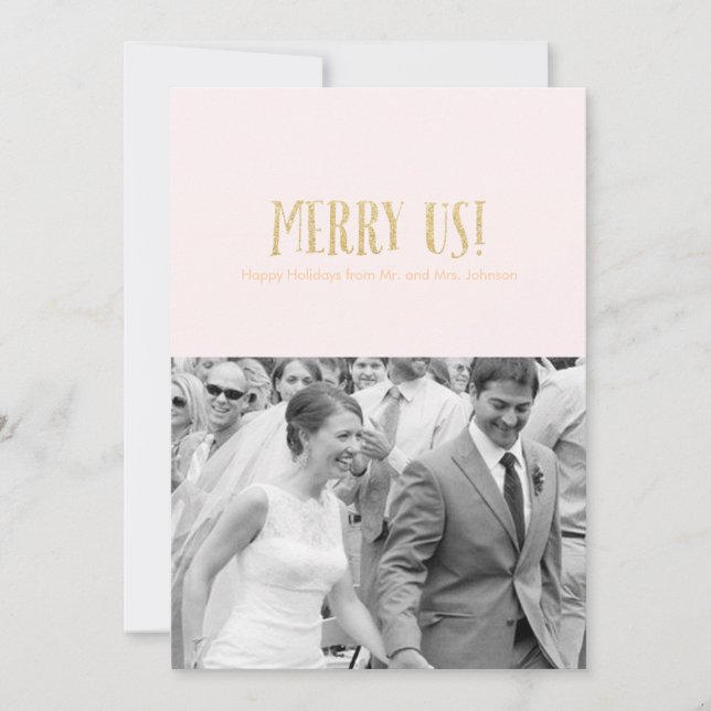 Merry Us! | Holiday Photo Card-Glitter & Petal (Front)