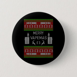 Merry Vapemas - Vaping Ugly Christmas Sweater  Button