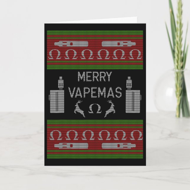 Merry Vapemas - Vaping Ugly Christmas Sweater  Card (Front)