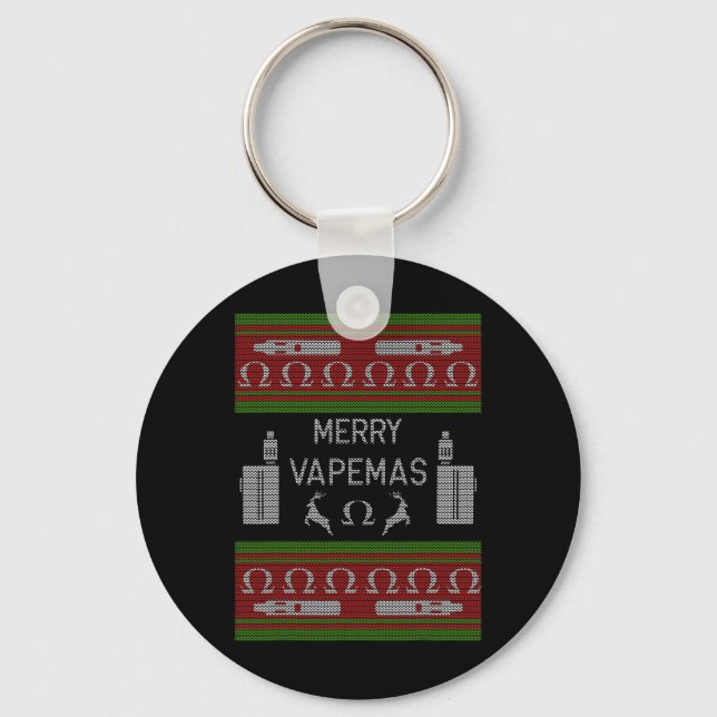 Merry Vapemas - Vaping Ugly Christmas Sweater  Keychain (Front)