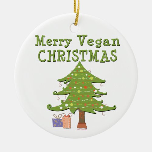 Merry Vegan Christmas Ceramic Ornament