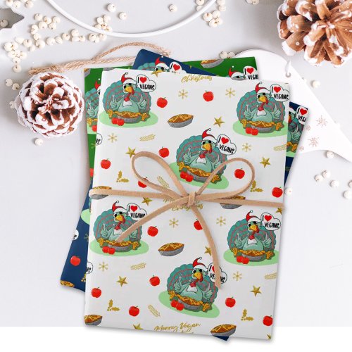 Merry Vegan Christmas Funny Turkey Wrapping Paper Sheets