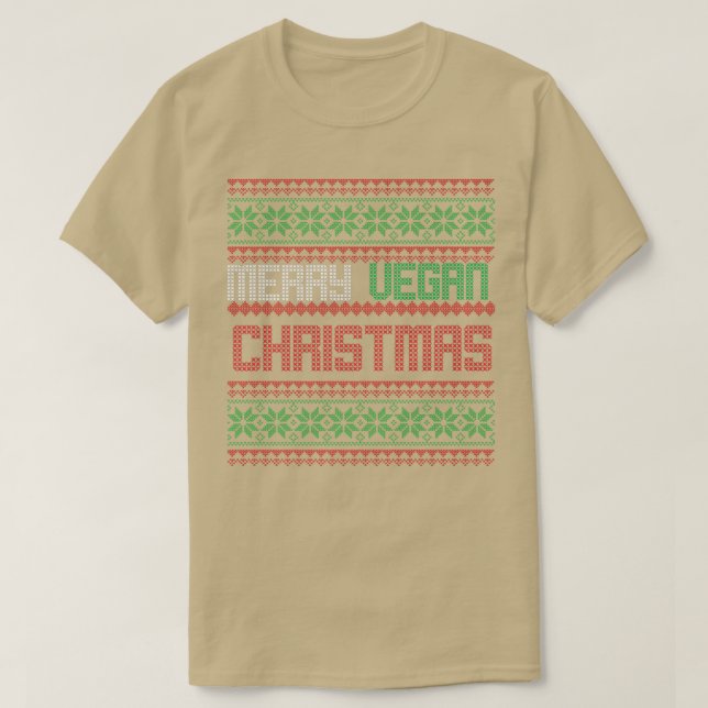 Merry Vegan Christmas Funny Vegetarian Xmas  T-Shirt (Design Front)