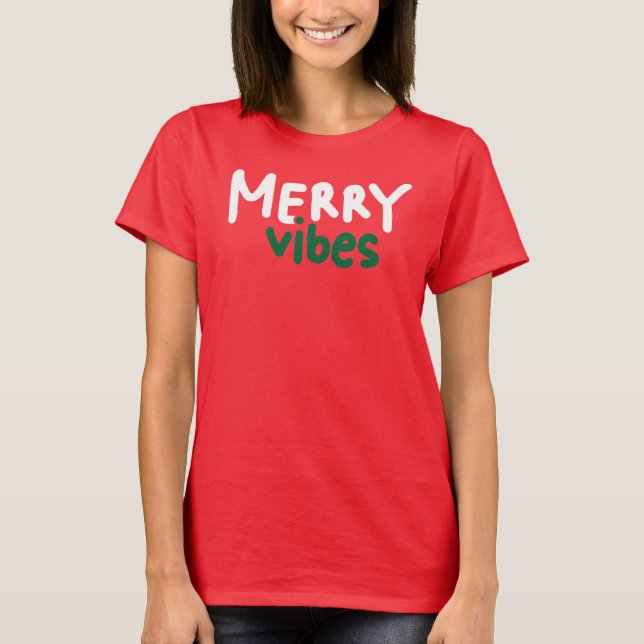 Merry Vibes Christmas Woman's T-Shirt Red (Front)