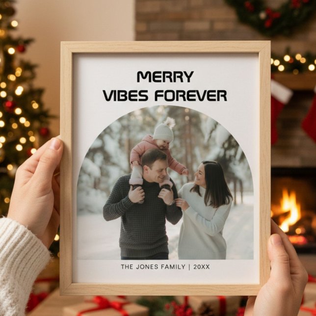 Merry Vibes Forever Bright Family Greeting Holiday Card (Creator Uploaded)