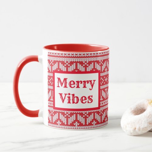 Merry Vibes Knit Christmas Sweater Mug