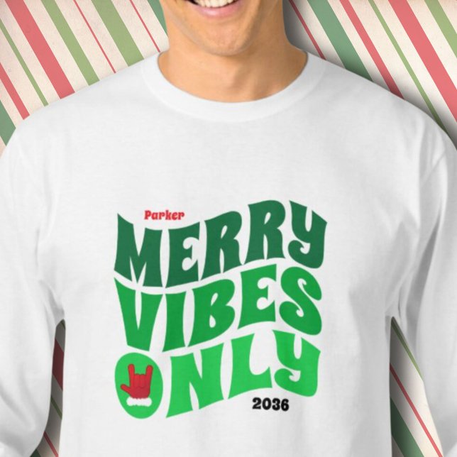 Merry Vibes Only Green Year Matching Christmas T-Shirt (Merry Vibes Only Green Year Matching Christmas T-Shirt)