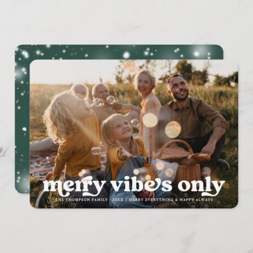 Merry Vibes Only  Retro Christmas Photo Holiday