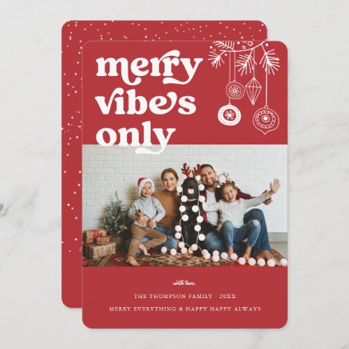 Merry Vibes Only  Retro Christmas Photo Holiday