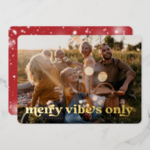 Merry Vibes Only  Retro Christmas Photo Holiday