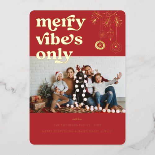 Merry Vibes Only  Retro Christmas Photo Holiday