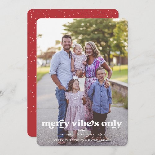 Merry Vibes Only  Retro Christmas Photo Holiday