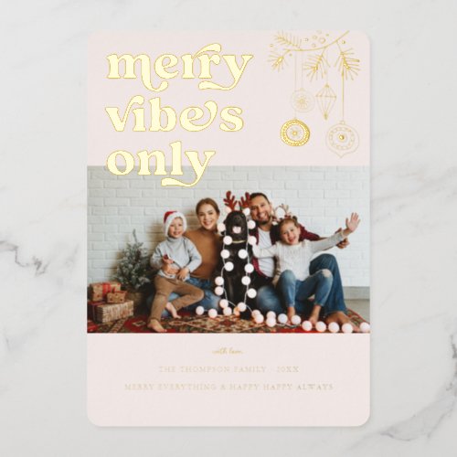 Merry Vibes Only  Retro Christmas Photo Holiday