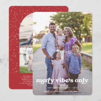 Merry Vibes Only | Retro Christmas Photo Holiday Card