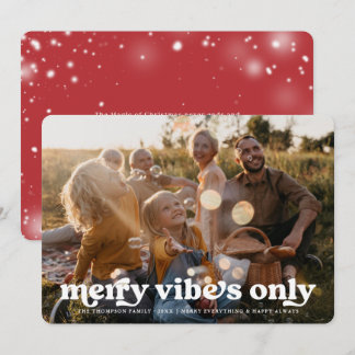 Merry Vibes Only | Retro Christmas Photo Holiday Card